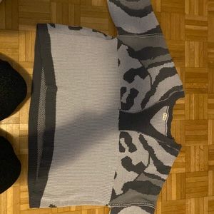 Grey and camo POL pullover sweater- large